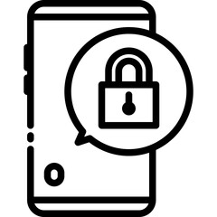 Phone, cellphone smartphone with padlock outline icons. Vector illustration. Isolated icon suitable for web, infographics, interface and apps.