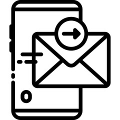 Phone, cellphone smartphone with e mail outline icons. Vector illustration. Isolated icon suitable for web, infographics, interface and apps.