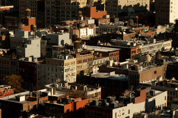 City view of buildings in SoHo New York City.