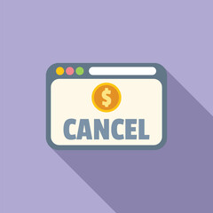 Cancel payment icon flat vector. Card error. Money debit