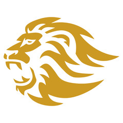 Lion Head Gold Logo Vector Design Template
