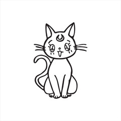 Cat vector logo icon kitten smile character illustration