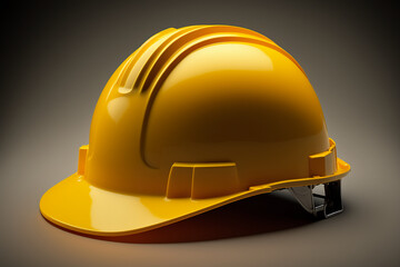 A yellow hard hat on a black background, Generative Ai