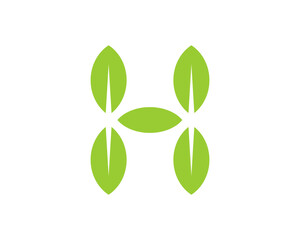 Green Leaf forming H Letter logo