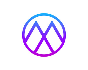 M Letter with circle line vector logo
