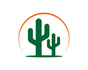 Two cactus with simple sun above logo