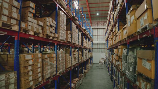 In a Logistics Center  in a large, Warehouse space