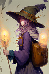 anime witch traveling Generative AI