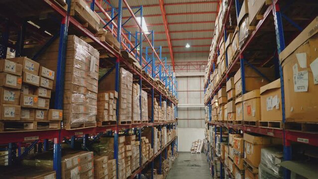 In a Logistics Center  in a large, Warehouse space