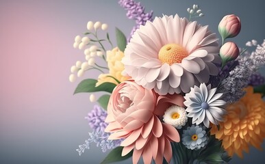 Flower bouquet pastel color, Generative AI