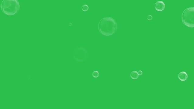 Clean bubbles on green screen background motion graphic effect.