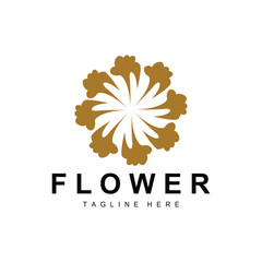 Flower Logo, Flower Garden Design With Simple Style Vector Product Brand, Beauty Care, Natural