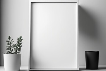 Blank poster frame mockup on a white background to showcase your artwork. If you want to see how your design will look before you commit to it, utilize a mockup. Generative AI