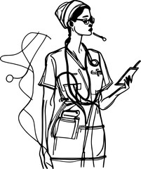 Nurse sketch drawing illustration