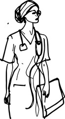 Nurse sketch drawing illustration