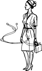 Fototapeta na wymiar Nurse sketch drawing illustration