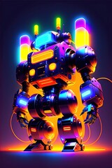 Luminar robot, Techno magic robot, glowing glitch, Vaporwave, Cyberpunk, Neon Robot, Light robot, Generative AI