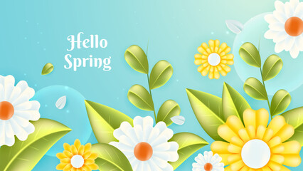 Botanical flower background. Soft green gradient spring floral background vector