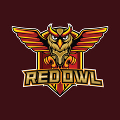 Vector owl mascot logo for sport and esport isolated