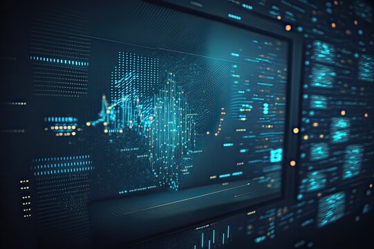 Digital Currency Stock Chart Data for Economy Display using Computer Technology. Photo generative AI