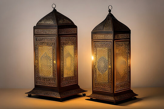 old lantern on wall, Ramadan Lantern