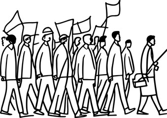 Demonstrators sketch drawing illustration