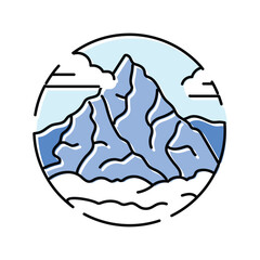 hiking mountain landscape color icon vector illustration