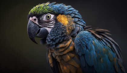 Vibrant Portrait: Studio Photography of the Yellow-Breasted Macaw Generative AI