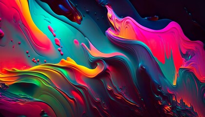 Colorfull Acrylic Paint Splash Background, Abstract Acrylics Neon Created with Generative AI technology