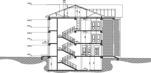 Obraz premium sketch vector illustration of a classic country house section