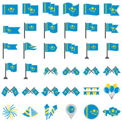 Kazakhstan flag icon set, Kazakhstan independence day icon set vector sign symbol