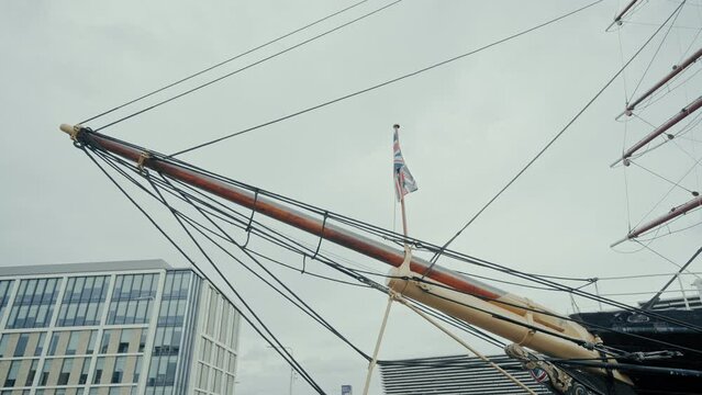 UK flag flying on a ship's bowsprit