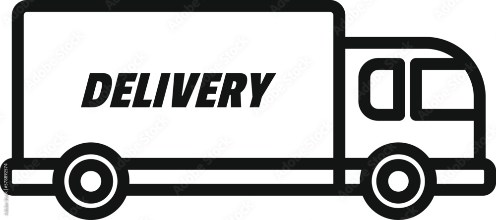 Sticker Fast truck delivery icon outline vector. Box return. Service shop