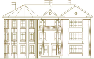 vintage classic house illustration vector sketch