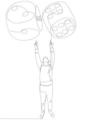 One continuous line of Man pointing with finger at ,,, word. Thin Line Illustration vector concept. Contour Drawing Creative ideas.