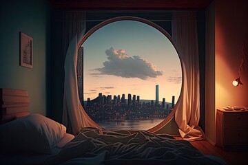 window with bed,generative AI