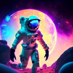 Obraz na płótnie Canvas futuristic sci-fi portrait future astronaut with suit, generative art by A.I.