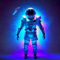 Fototapeta premium futuristic sci-fi full body future astronaut with suit, generative art by A.I.
