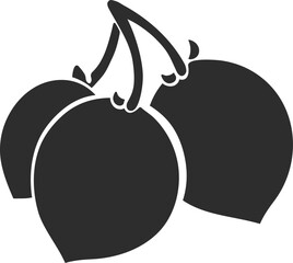 Fototapeta premium Shea silhouette. Vector botanical shape of karite branch, leaves, form of raw nuts. Black print. Nature organic essential oil