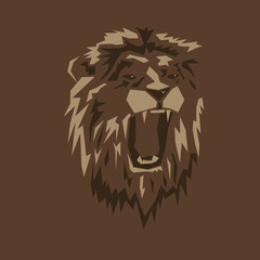 Geometric Shaped Lion in Brown and Tan Colors