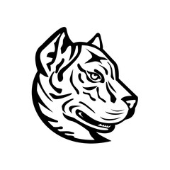 Obraz premium Head of a Spanish Bulldog or Spanish Alano Mascot Black and White