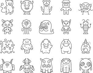 monster funny cute alien icons set vector © vectorwin