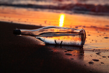 Sunset Time in the Bottle , Şile Beach, Şile Istanbul, Turkiye