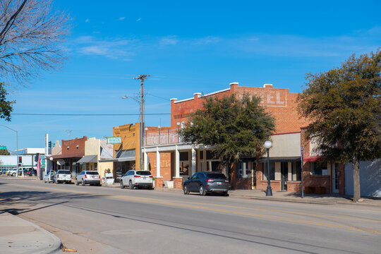 Historic commercial building on E Maley Street at Railroad Avenue in historic city center of Willcox, Arizona AZ, USA. 