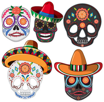 Mexican holiday symbols set