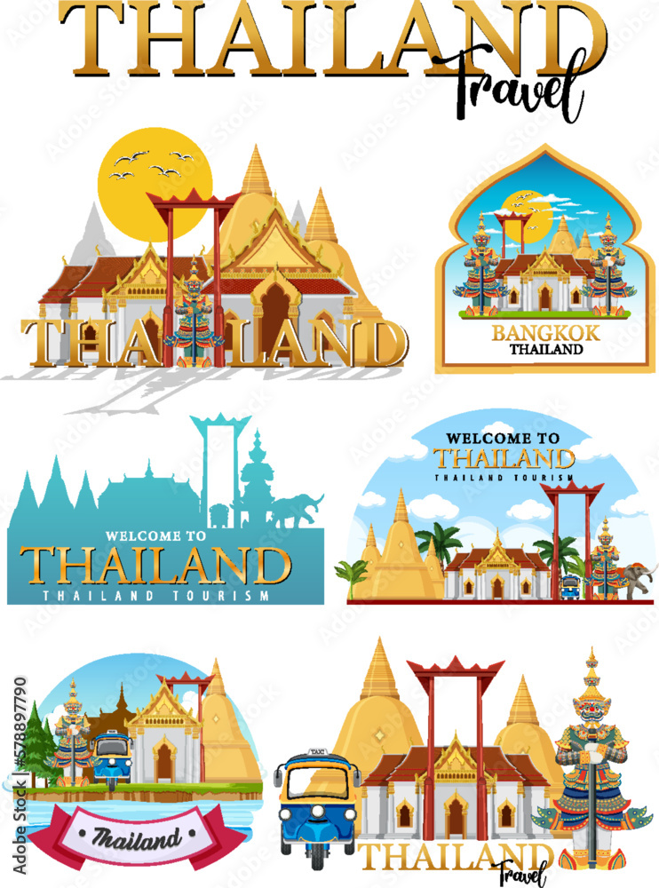 Poster bangkok thailand landmark logo banner