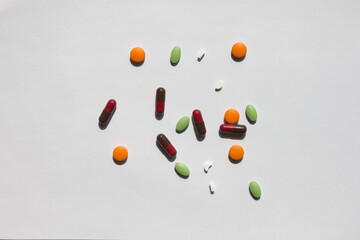 colorful pills on a white background