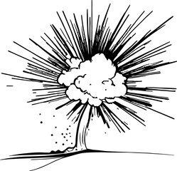 Explosion sketch drawing illustration