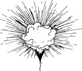 Explosion sketch drawing illustration
