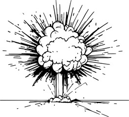 Explosion sketch drawing illustration